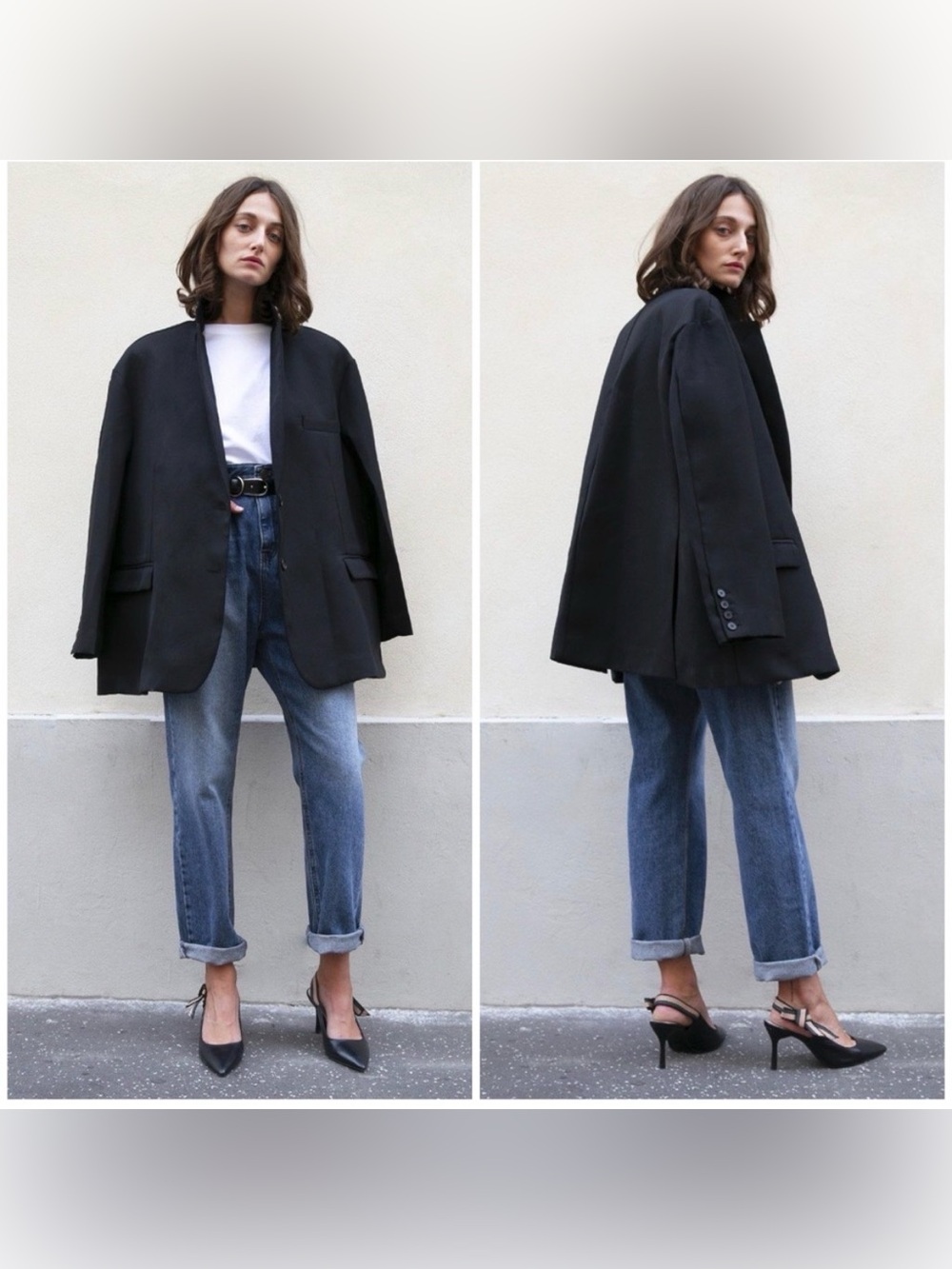 Frankie Shop Oversized Boyfriend Blazer Black